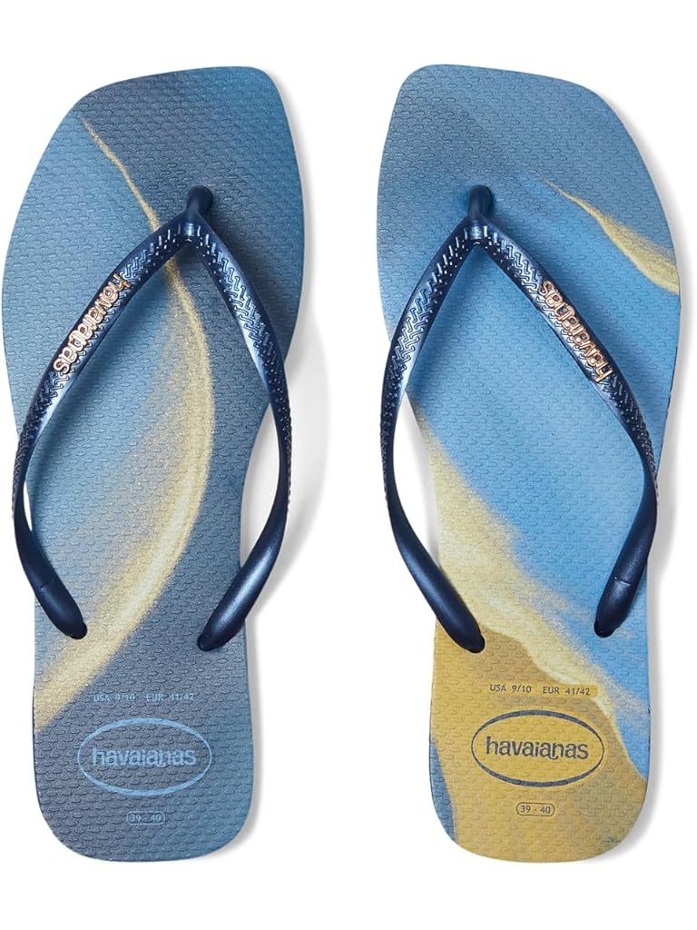 シューズ・サンダルその他 Women's Rubber Flip-Flops SLIM LOGO POP-UP Sky Blue Amazon.com | Havaianas for Women - Slim Square Logo Pop Up